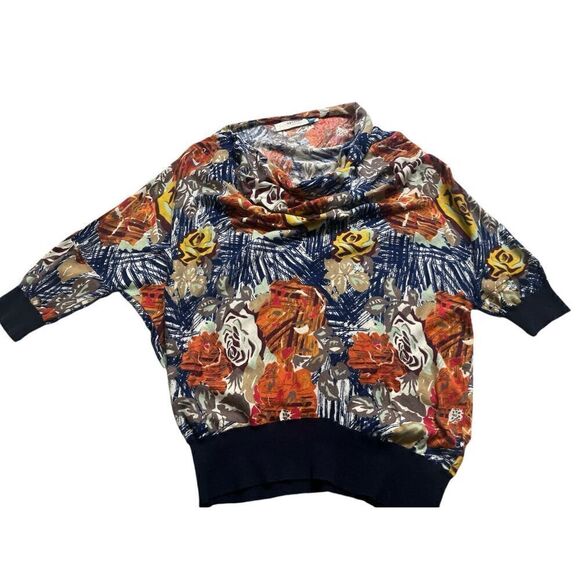 Anthropologie asymmetrical sweater by Spartiw floral print sz Medium - Picture 3 of 4